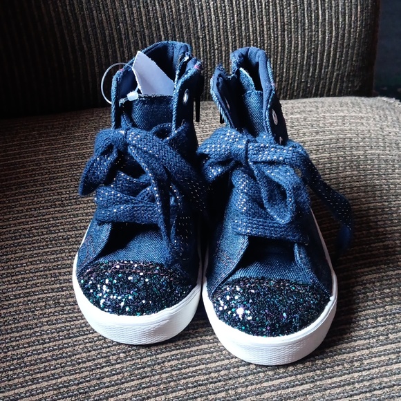 NWT Brash Jean w/Glitter Hi-Top Sneakers - Picture 1 of 6